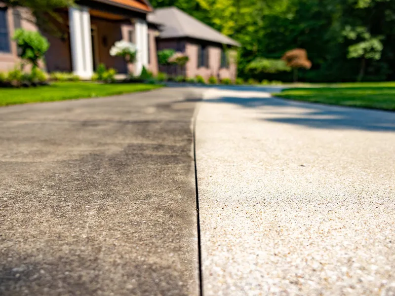 Dirty driveway before cleaning